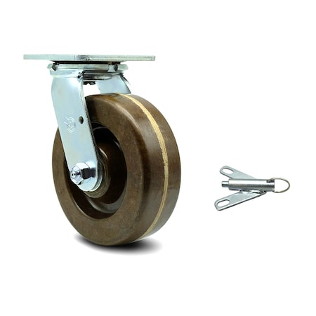 Service Caster 6 Inch High Temp Phenolic Swivel Caster with Roller Bearing and Swivel Lock SCC SCC-30CS620-PHRHT-BSL